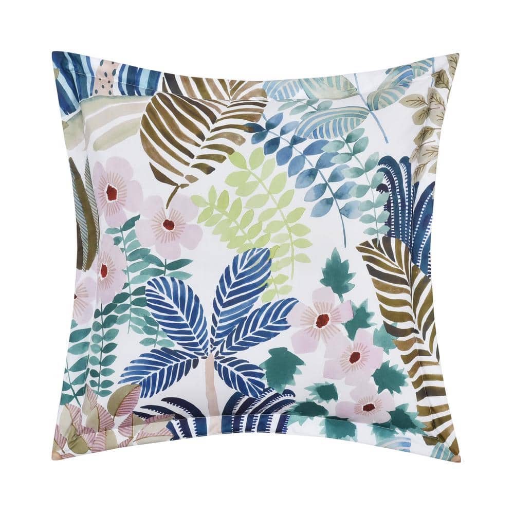 Rainforest Floral Print Square Microfiber Throw Pillow
