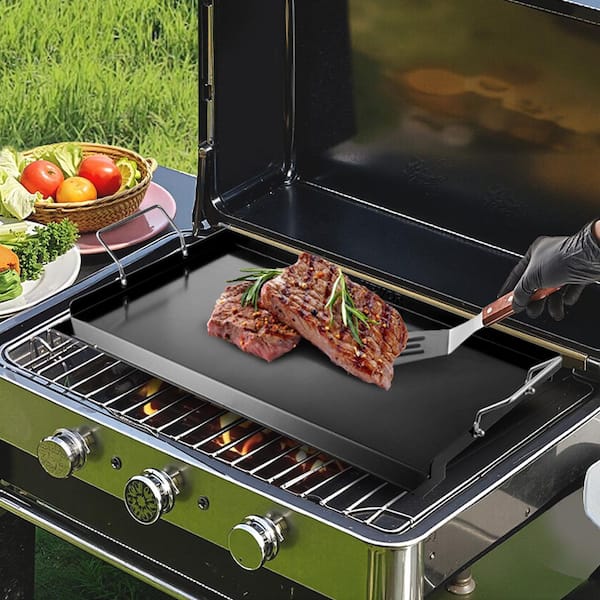 Carbon Steel Griddle, 16 x 24in.Griddle Flat Top Plate, Griddle for BBQ Charcoal/Gas Gril with 2-Handles