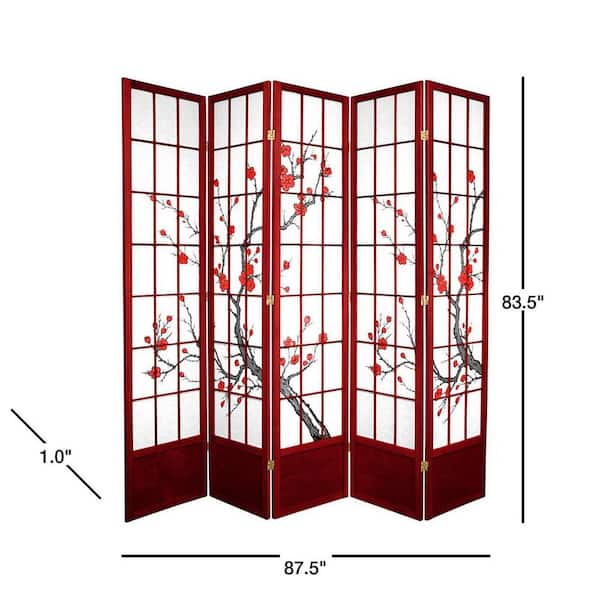 7 ft. Rosewood 5-Panel Room Divider