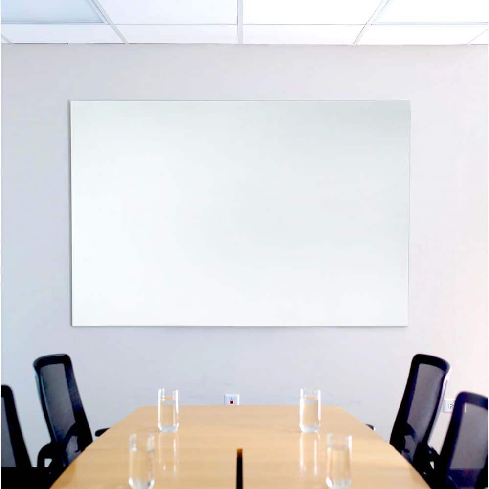 72" x 48" White Tempered Glass Magnetic Wall-Mounted Whiteboard