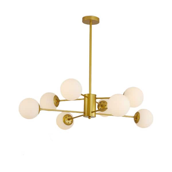StellarBalls 8 light Gold Frosted Chandeliers for Dining Room with No Bulbs included