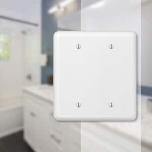 Declan 2 Gang Blank Steel Wall Plate - White