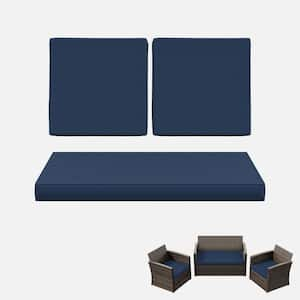 36 in. x 18 in. (3-Piece) Outdoor Patio Replacement Seat Cushions Fit for Loveseat Lounge Chair Furniture Navy Blue