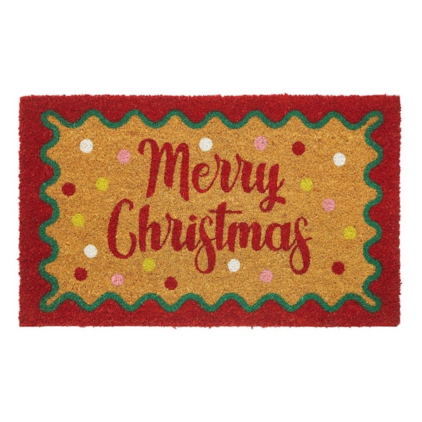 Merry Christmas Dots Multi 18 in. x 30 in. Coir Printed Outdoor Door Mat