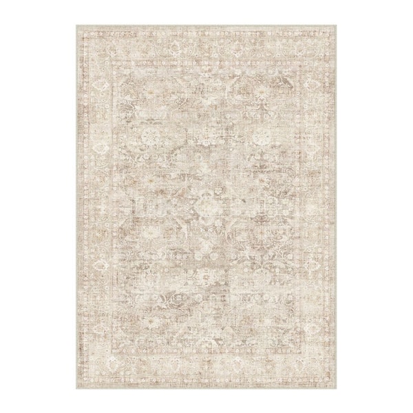 Entomology Brown 9 ft. x 12 ft. Vintage Floral Area Rug