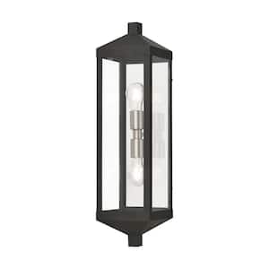 Creekview 24 in. 2-Light Black Outdoor Hardwired Wall Lantern Sconce with No Bulbs Included