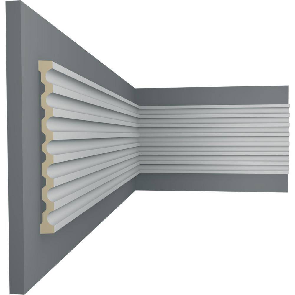Primed Polyurethane Reeded Crown Moulding 94.5" Length