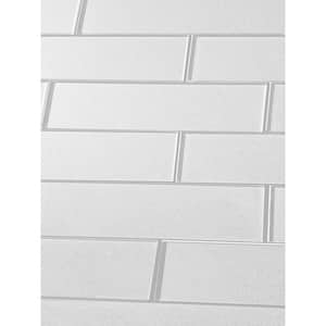 Transitional Design Glossy White Subway 3 in. x 12 in. Glass Peel and Stick Decorative Tile (10.5 sq. ft./Case)