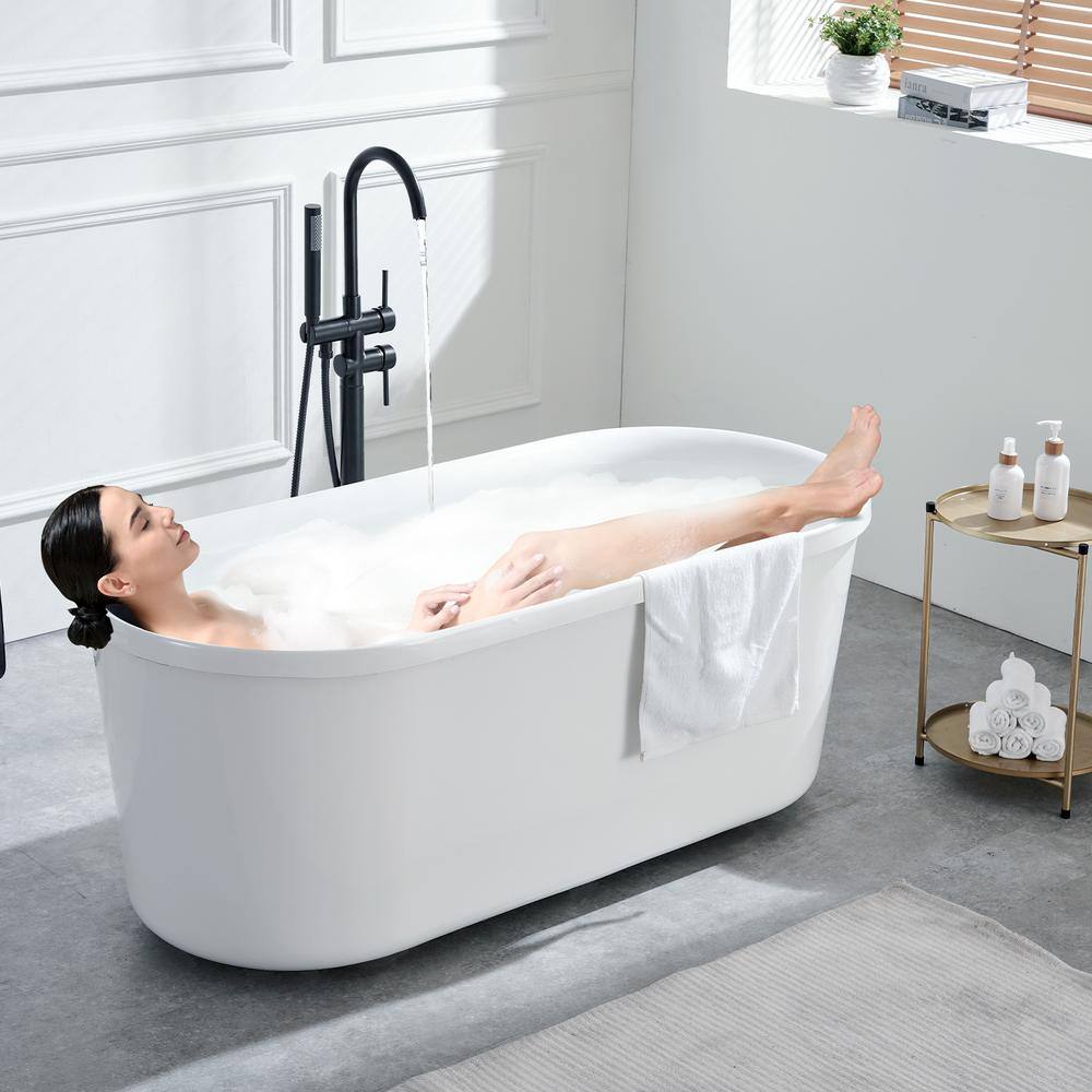 Matte Black Stainless Steel Freestanding Bathtub Faucet with Hand Shower