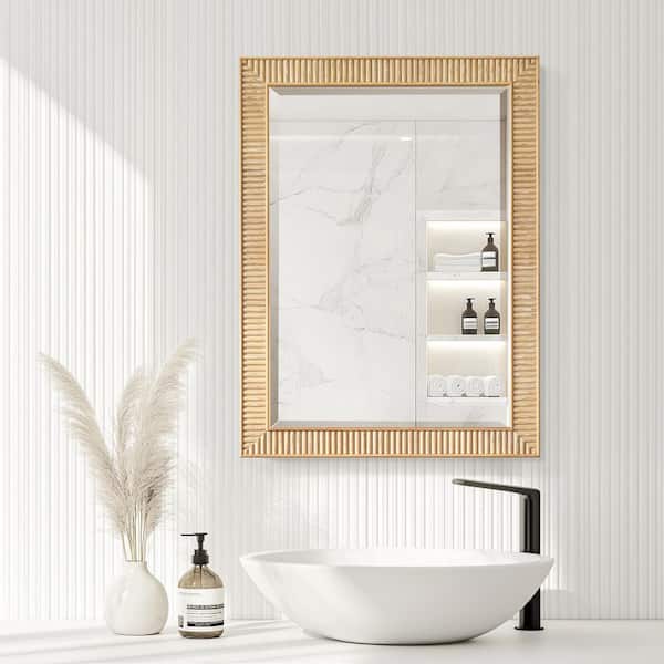 Bangalore 24 in. W x 31.9 in. H Rectangular Wood Framed Medicine Cabinet with Mirror