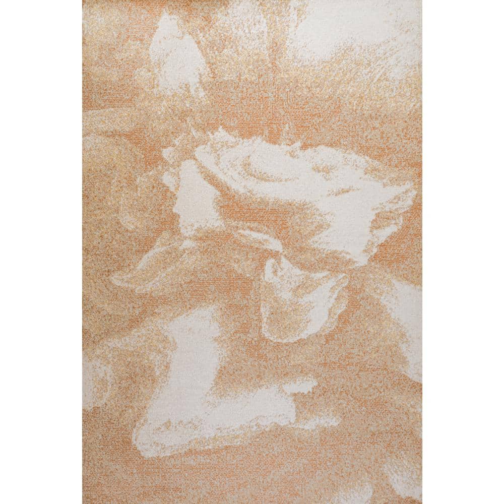 Petalo Modern Abstract Orange and Beige Flat Woven Area Rug