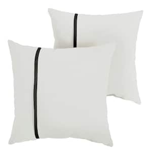 Kahomvis 18 in. x 18 in. White Outdoor Waterproof Yarn Dyed Throw Pillow  (2-Pack) STF-LKW1-2706 - The Home Depot