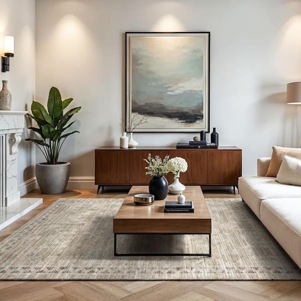 Shia Bordered Washable Beige 2 ft. x 3 ft. Outdoor Area Rug