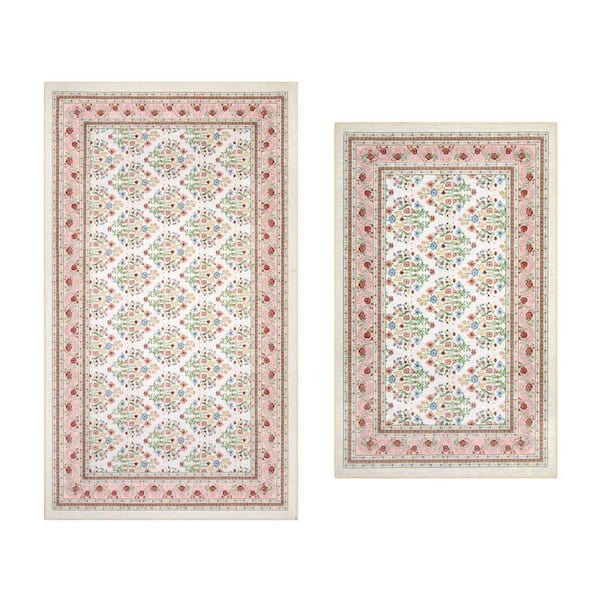 Deaney 2 ft. x 4 ft. Woven Ivory Floral 2-Piece Set Area Rug