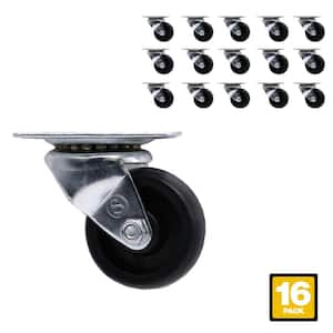 2 in. Black Polypropylene and Steel Swivel Plate Caster with 125 lb. Load Rating (16-Pack)