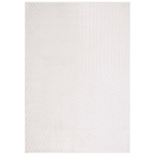 Maya Ivory 9 ft. x 12 ft. Geometric Striped Area Rug