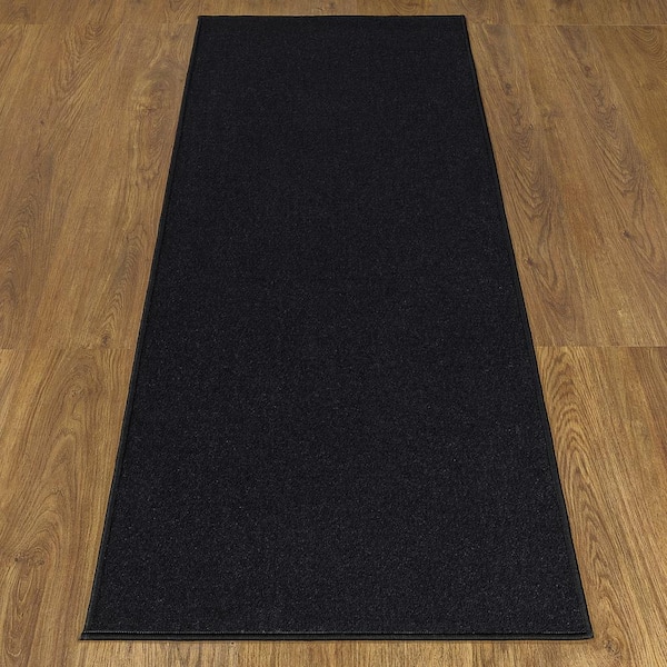 Ottomanson Basics Collection Non-Slip Rubberback Modern Solid Design 2x6 Indoor Runner Rug, 2 ft. 2 in. x 6 ft., Black