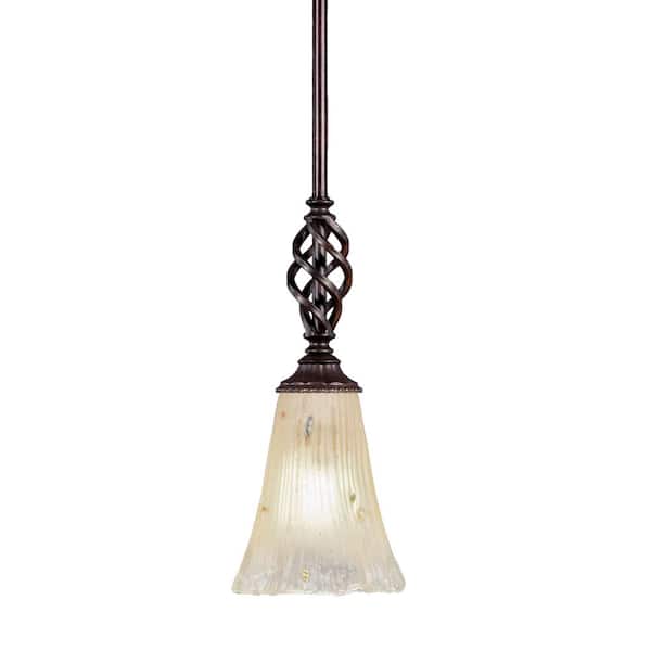 Unbranded Bridgewater 100 W 1-Light Dark Granite Standard Mini Pendant Light with Glass Shade