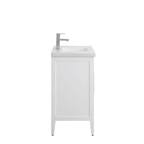30 in. W x 18.5 in D x 34 in. H Single Sink Bathroom Vanity Cabinet in White with Ceramic Top