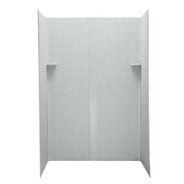 Swanstone Geometric 32 in. x 48 in. x 72 in. 5-Piece Easy Up Adhesive Shower Wall Kit in Tahiti Gray