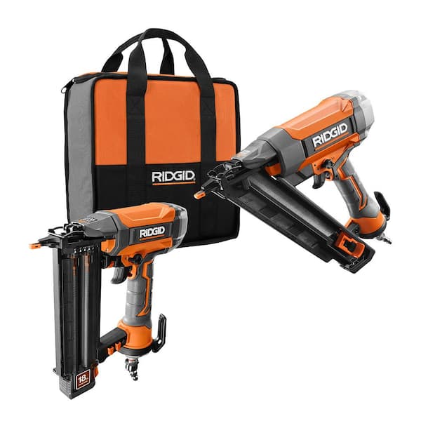 Pneumatic 18-Gauge 2-1/8 in. Brad Nailer with CLEAN DRIVE Technology with Angled Finish Nailer