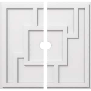 1 in. P X 7-1/2 in. C X 22 in. OD X 2 in. ID Knox Architectural Grade PVC Contemporary Ceiling Medallion, Two Piece
