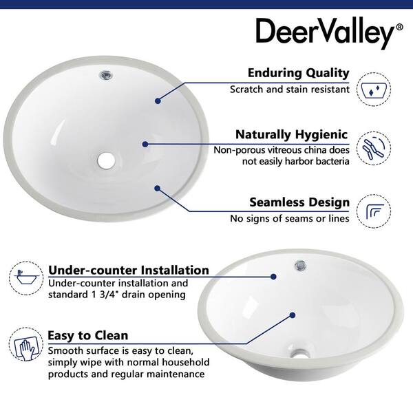 DEERVALLEY Symmetry 19.69 in. Oval Undermount Vitreous China