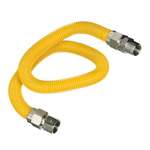 30 in. Flexible Gas Connector Yellow Coated Stainless Steel for Tankless Water Heater, 1 in. O.D. with 3/4 in. Fittings