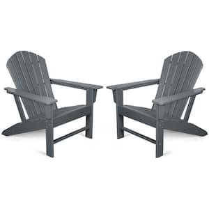 Outdoor Composite Classic Adirondack Chair, All-Weather Resistant Deck Lounge Chair with Ergonomic Design (set of 2)