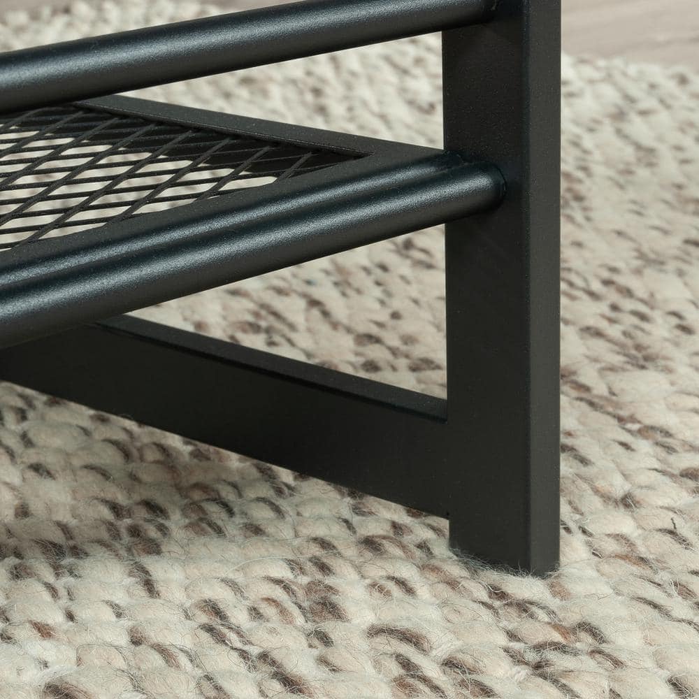 Medium Oak and Metal Lift-Top Coffee Table with Storage