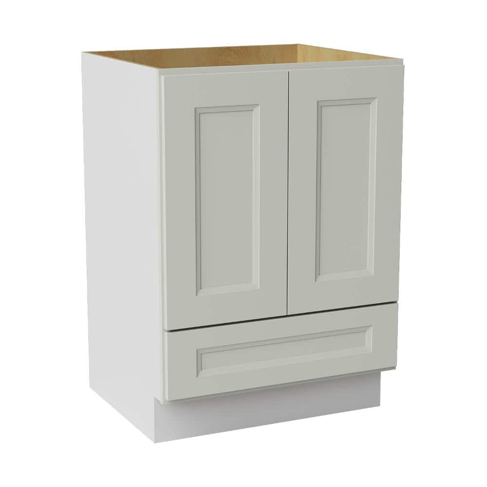 24 in. W x 21 in. D x 34.5 in. H Ready to Assemble Double Shaker Sink Base Drawer Bath Cabinet in Laguna Grey price history on PriceWatchPro