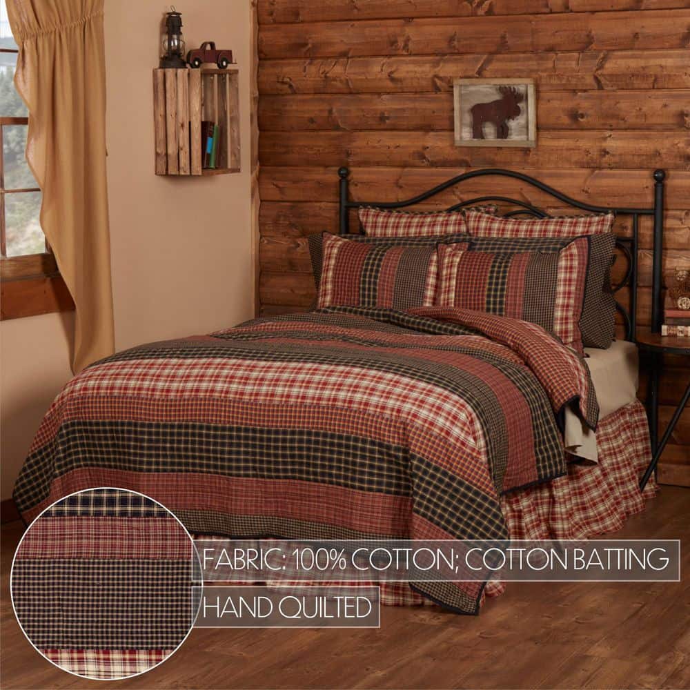 Beckham Queen Black and Red Cotton Reversible Quilt Set