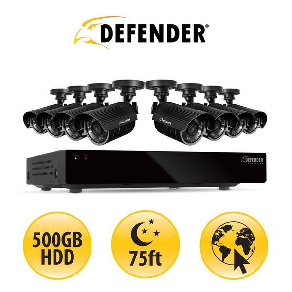 Defender 8-Channel 500GB Hard Drive Surveillance System with (8) 480 TVL Cameras-DISCONTINUED