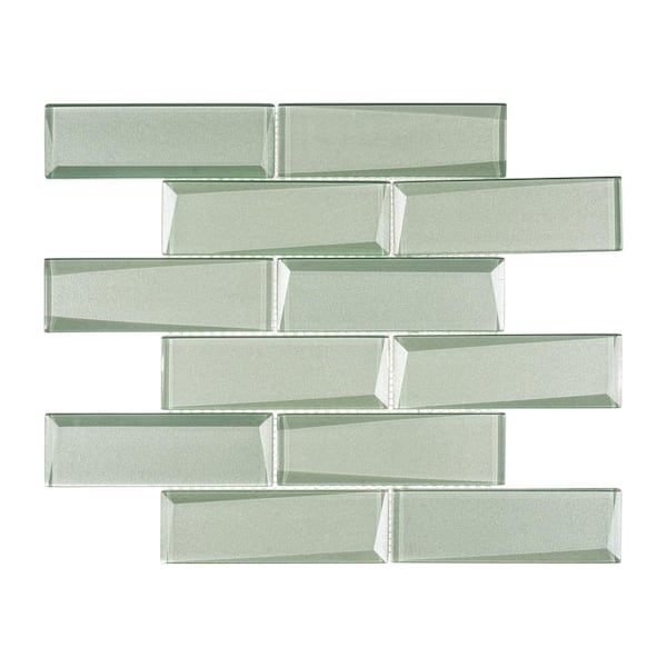 ANDOVA Daazen Ski Gray/Blue 11.75 in. x 11.75 in. 3-D Look Brick-Joint Glass Mosaic Wall Tile (4.8 sq. ft./Case)
