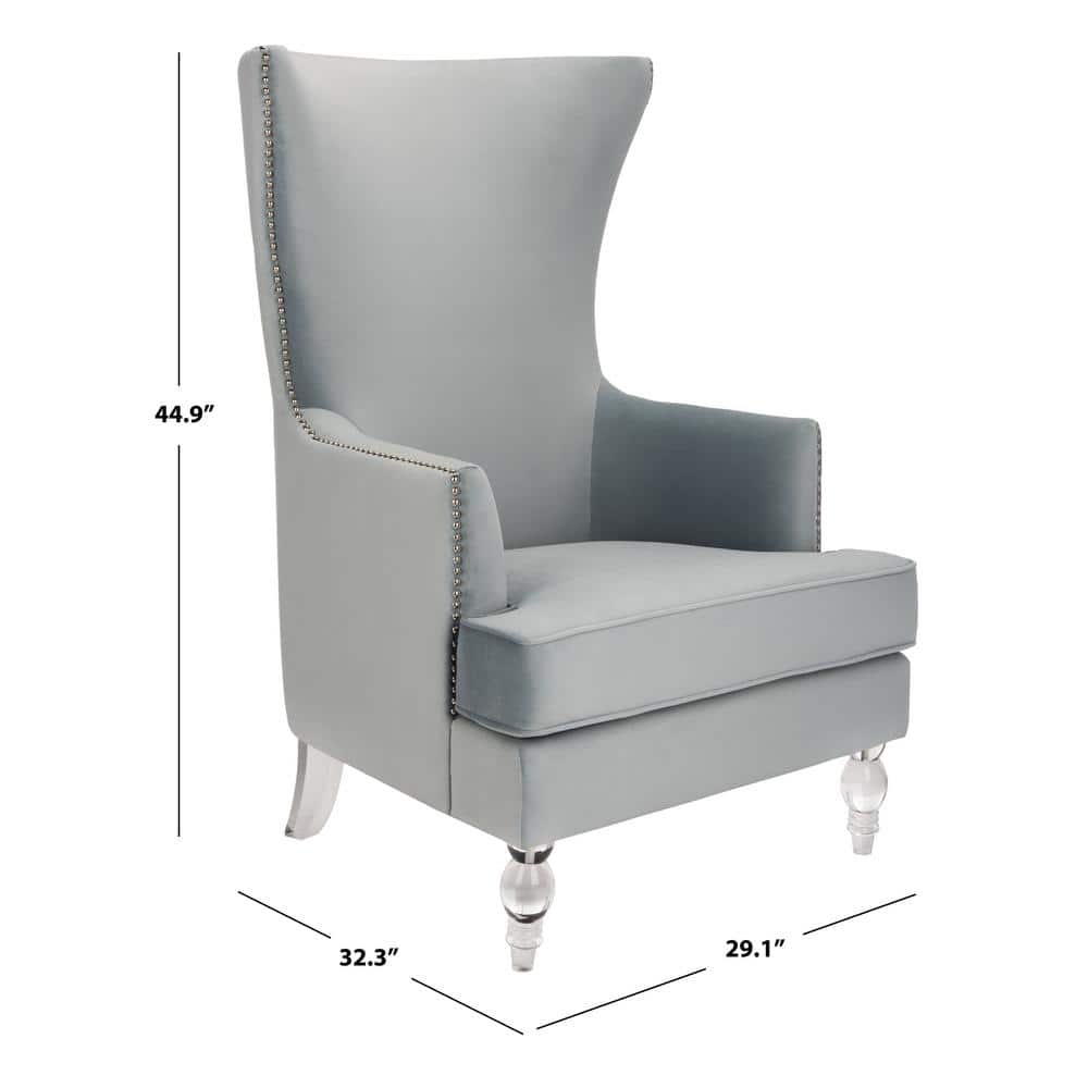 Light Silver Velvet Transitional Wingback Accent Chair