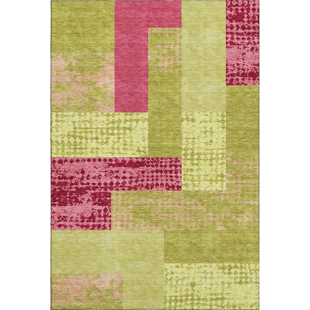 Addison Rugs Mayfield Premium Machine Washable Abstract AMF941 Lime 9 ...