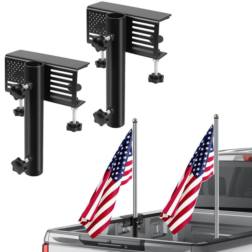 1.3 in. Adjustable Steel Flagpole Mount Truck Bed Flag Holder Black Powder Coat for Pickup Trailer Bed 2-Pack price history on PriceWatchPro