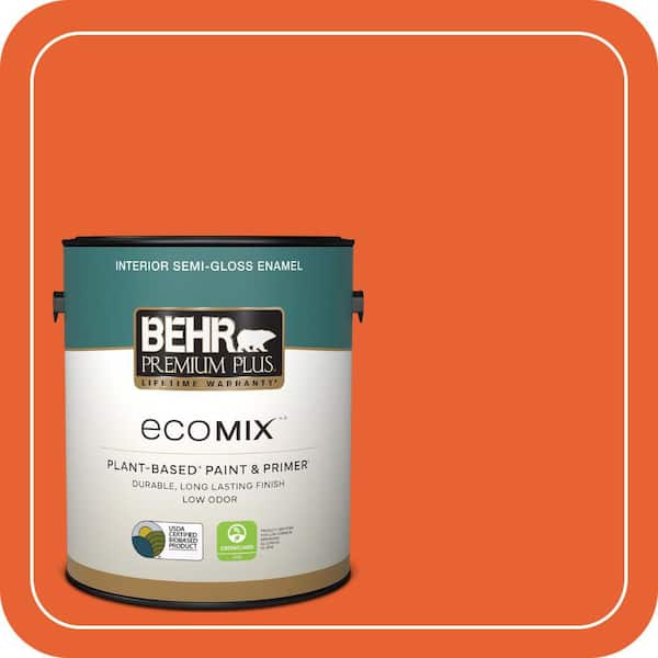 1 gal. #210B-7 Flame Semi-Gloss Enamel EcoMix Plant-Based Interior Paint & Primer