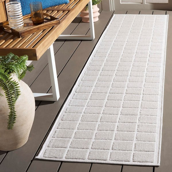 Stella Ivory 2 ft. x 8 ft. High-Low Tile Indoor/Outdoor Runner Rug