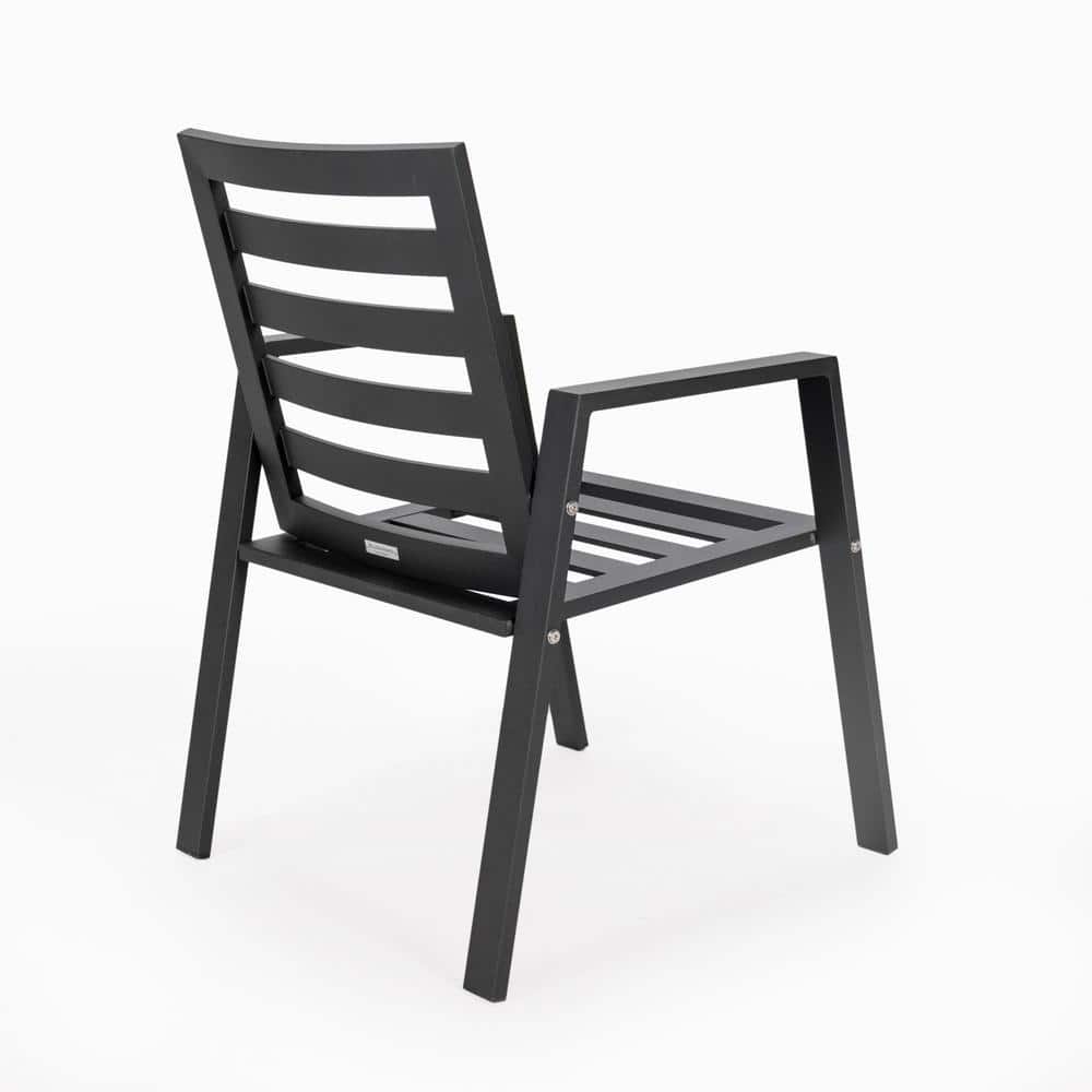 Chelsea Black Aluminum Patio Dining Chair with Red Cushions