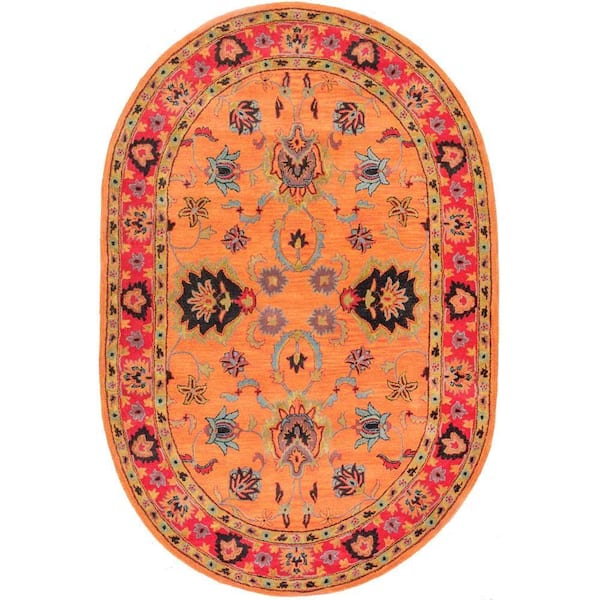 nuLOOM Montesque Oriental Persian Orange 6 ft. x 9 ft. Oval Rug