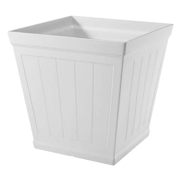 Eden Large White Resin Lightweight Square Planter (20 in. L x 20 in. W x 20 in. H) 2 Pack