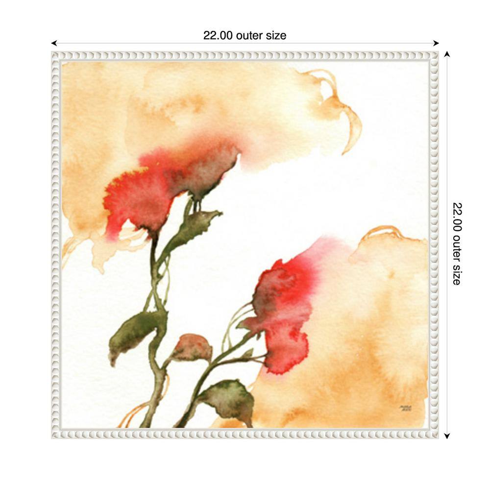 Watercolor Floral Yellow and Red II Canvas Print with White Frame