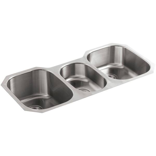 Undertone Undercounter Stainless Steel 41.625 in. 0 hole Triple Basin Kitchen Sink