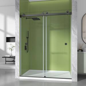 MOHALEN 56-61 in. W x 79 in. H Double Sliding Frameless Shower
