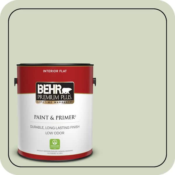 BEHR PREMIUM PLUS 1 gal. #M380-2 Glade Green Flat Low Odor Interior Paint & Primer