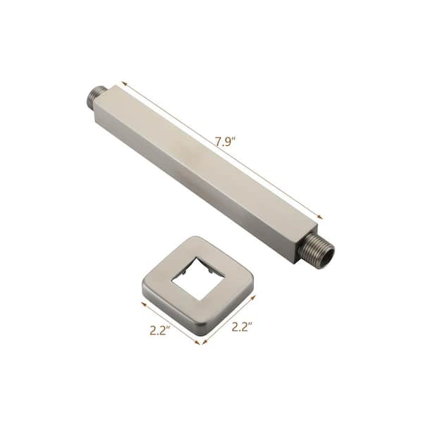 8 in. Stainless Steel Square Ceiling Mount Shower Arm with Flange in Brushed Nickel
