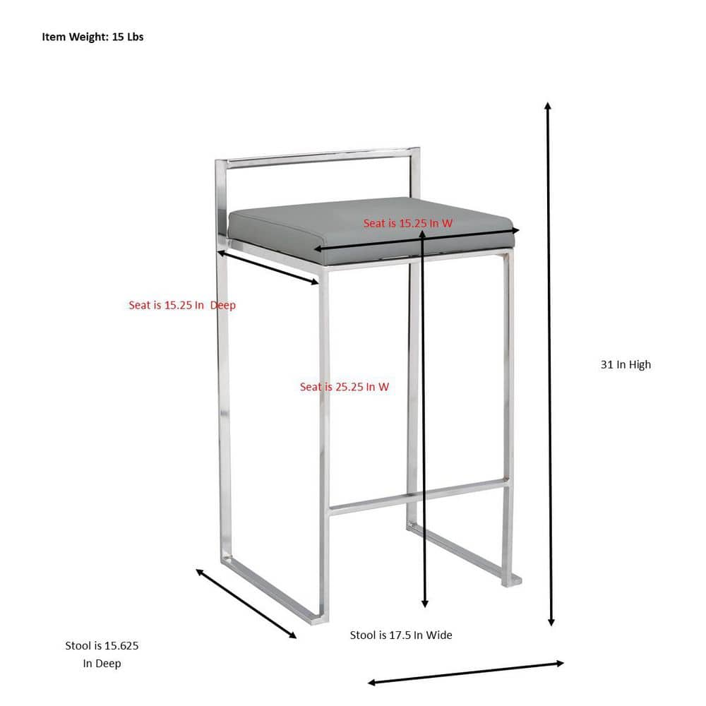 Lucien 25.25" Gray Metal Backless Counter Stool