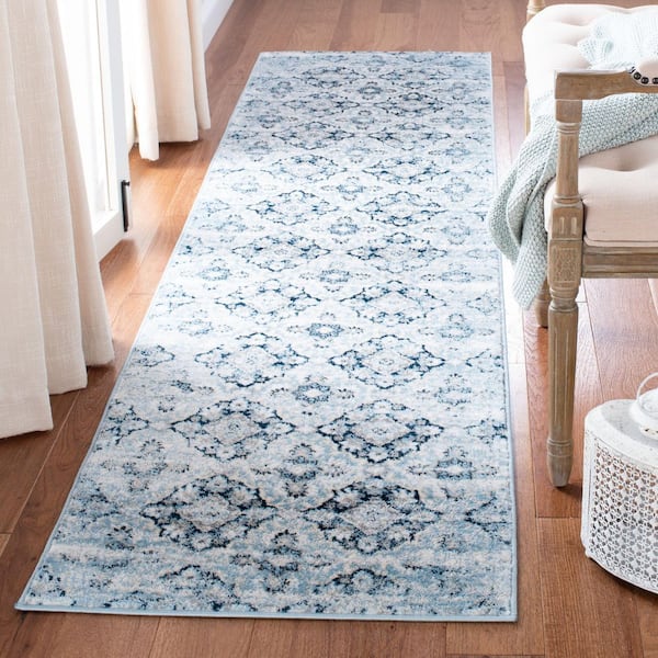 Lagoon Navy/Ivory 2 ft. x 9 ft. Medallion Trellis Runner Rug