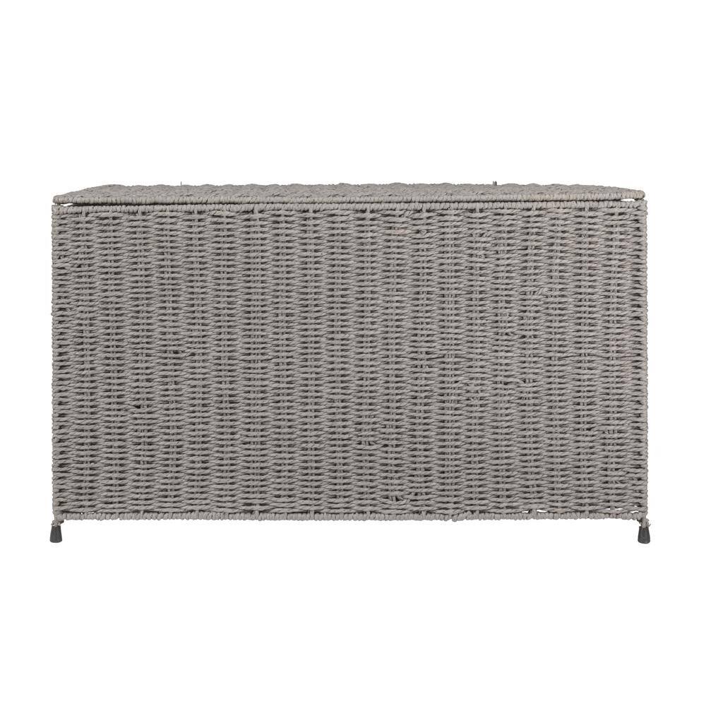 Large Gray Woven Paper Rope Storage Chest with Hinged Lid